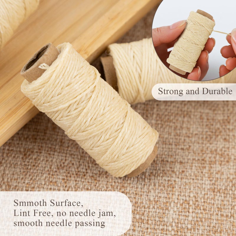 لينيكو خيط كتان أصلي مشمع من لاينكو، 20 ياردة، عبوة من 3 بكرات: طبيعي (BBHM208) - Image 4